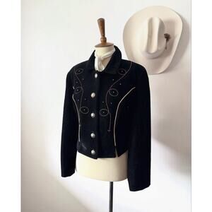 VTG Western Saddle Ridge Jacket Black USA Rodeo Cowgirl M/L